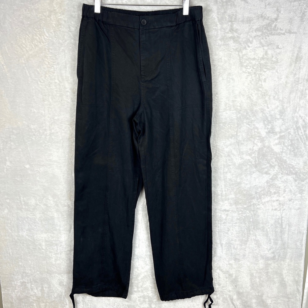 Vuori Coastline Pants Womens L Black Wide Leg Lyocell Drawcord Hem Casual Travel - Picture 2 of 13